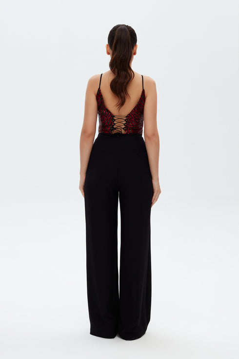 DEEP V DECOLLETE SEQUIN JUMPSUIT